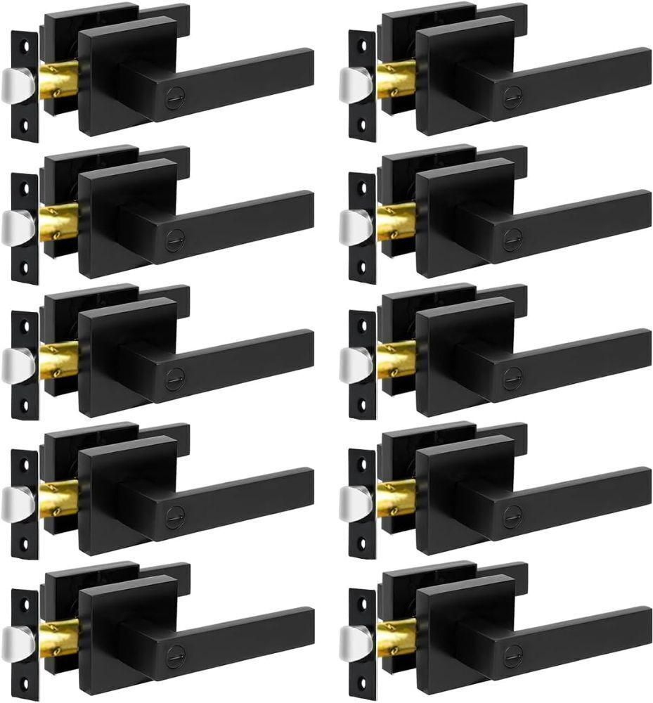 KAMOTA Privacy Door Levers, 10 Pack Matte Black Door Handles Bed and Bath Door Locks Interior Keyless Locksets, Left and Right Hand Reversible - Image 1 - Lot 7846