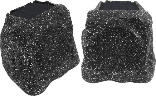 Herdio 4" Rock Bluetooth Speakers Outdoor Waterproof IPX7 Wireless Solar Max 200 Watt, TWS Connection Powered with Rechargeable Battery for Garden Patio Deck Pool Backyard（Black，1Pair） - Lot 7848