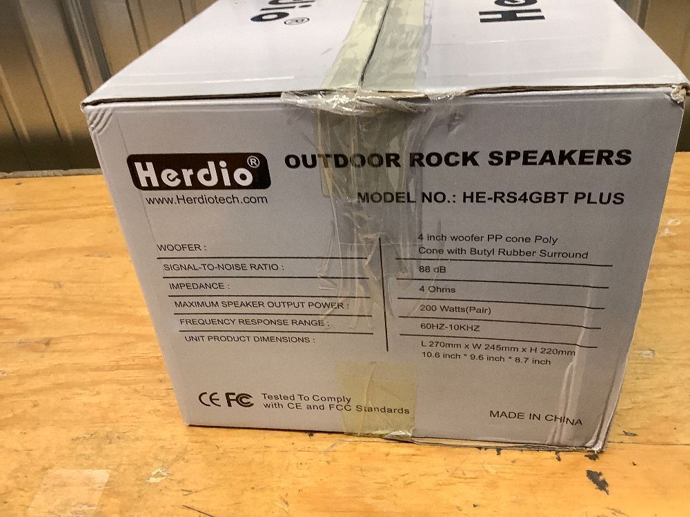 Herdio 4" Rock Bluetooth Speakers Outdoor Waterproof IPX7 Wireless Solar Max 200 Watt, TWS Connection Powered with Rechargeable Battery for Garden Patio Deck Pool Backyard（Black，1Pair） - Image 2 - Lot 7848