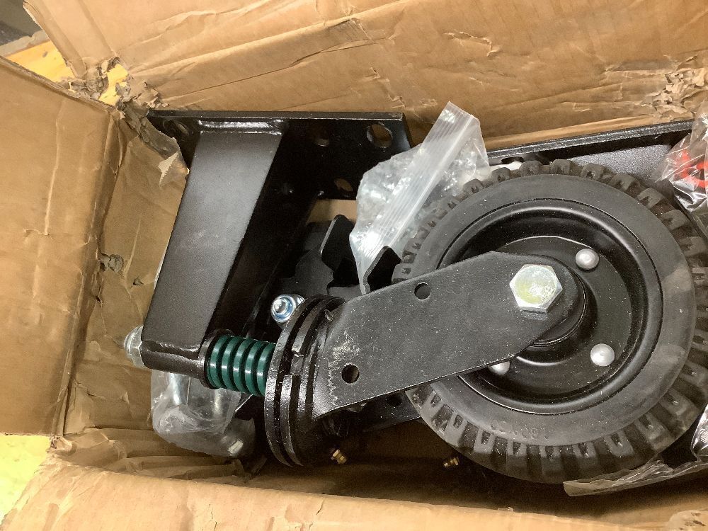 6inch Gate Wheel Set of 2, Heavy Duty Gate Wheels for Metal Tube Gate and Wooden Gate, 550lbs Capacity Spring Shock Absorbing Caster Wheels with Screws and Wrench, 360 Degree Rotation Gate Caster Kit - Image 3 - Lot 7852