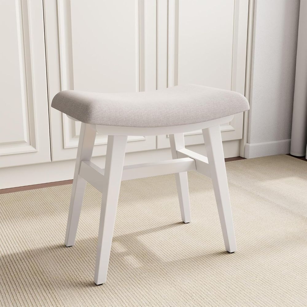 Solid Wood Small Vanity Stool - Image 1 - Lot 7857