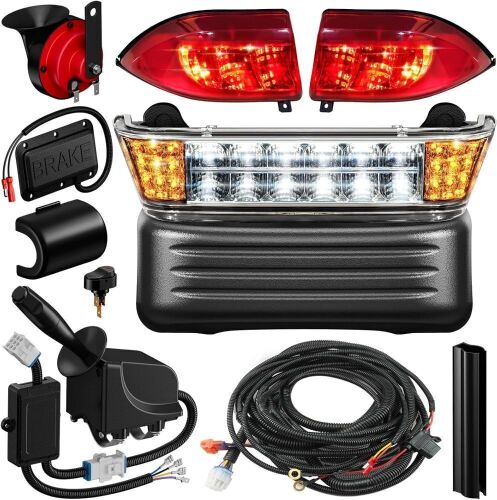 Deluxe Golf Cart LED Light Kit for Precedent 2004-Up Electric Models, 12V Street Legal Club Car Precedent Light Kit with Headlight Taillight Turn Signal Hazard Light Switch Horn Brake Pad - Lot 7859