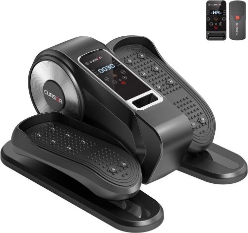 Under Desk Elliptical Machine, Electric Seated Pedal Exerciser, Mini Ellipse Leg Exerciser with Remoter, 12 Level Speeds, Forward & Reverse Direction, Manual & Auto Mode for Home Office - Lot 7869