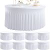 8 Pack White Round Spandex Tablecloth for 60 inch Table, Wrinkle Free Stretchy 120inch Fitted 5FT Round Table Cloths Cover with Skirt for Wedding Birthday Party Dining Banquet Thanksgiving Events - Thumbnail 1
