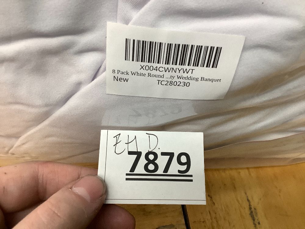 8 Pack White Round Spandex Tablecloth for 60 inch Table, Wrinkle Free Stretchy 120inch Fitted 5FT Round Table Cloths Cover with Skirt for Wedding Birthday Party Dining Banquet Thanksgiving Events - Image 2 - Lot 7879