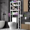 Over The Toilet Storage Cabinet,4 Tier Bathroom Organizer and Storage With Adjustable Shelf Waterproof Feet Pad and Basket Multifunctional Space Saver Freestanding Bathroom Shelves With Dividers White - Thumbnail 1