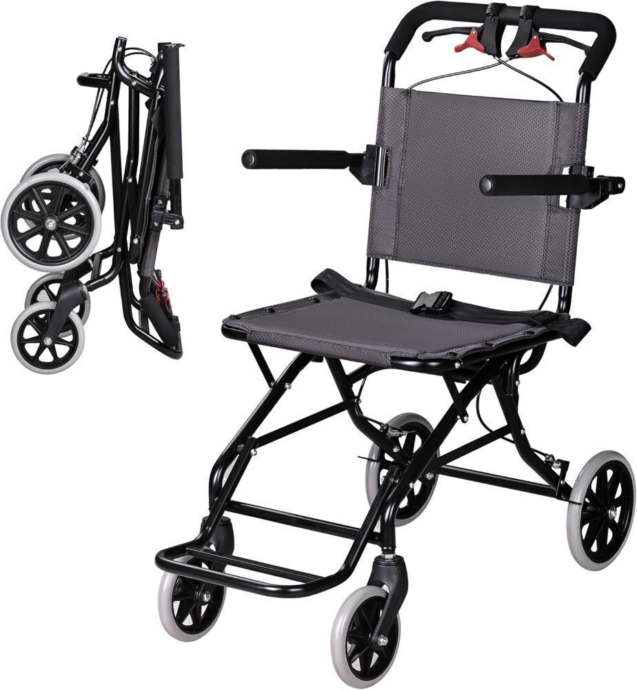 Portable Wheelchair,Lightweight Foldable Transport Chair with Handbrake for Adults and Senoirs - Image 1 - Lot 7882