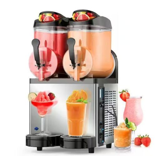 Commercial Slushy Machine 910 oz. 12l x 2 Food-Grade PC Tank, 500-Watt Frozen Drink Machine - Lot 9JF