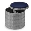 Round Wicker Ottoman, Multipurpose Furniture w/ Removable Cushion - Thumbnail 1