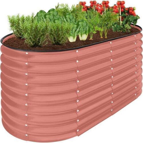 Outdoor Raised Metal Oval Garden Bed, Planter Box - 4x2x2ft - Lot 247