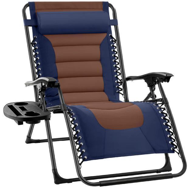 Oversized Padded Zero Gravity Chair, Folding Recliner w/ Headrest, Side Tray - Image 1 - Lot 253