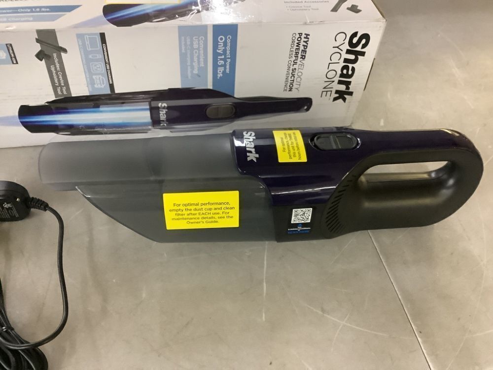 Shark Cyclone PET Bagless Cordless Washable Filter Handheld Vacuum with Pet Hair Tool HyperVelocity Suction in Blue - Image 2 - Lot 358JF