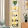 5 Tier White Floating Shelves with Light - Thumbnail 1