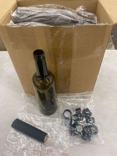 12pc Plastic Wine Bottles Set with Shrink Capsules Caps - Lot 447