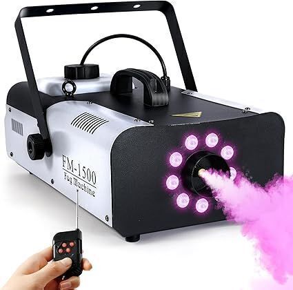 TCFUNDY Fog Machine with Lights, 1500W, RGB 9 LED Lights - Image 1 - Lot 459