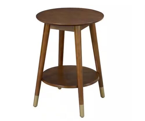 Convenience Concepts Wilson Mid Century Espresso Round with Bottom Shelf End Table - Lot 549JF