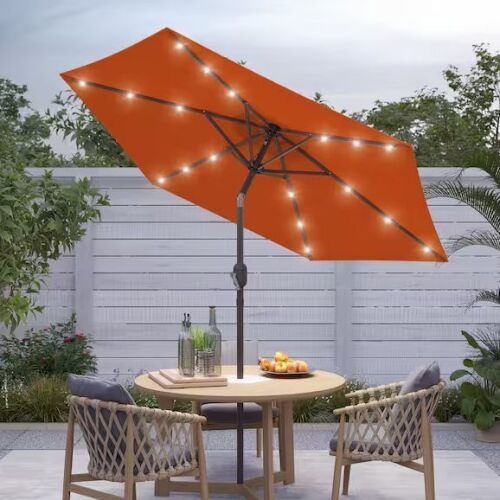7.5 ft. Solar Lighted LED Patio Market Crank and Tilt Umbrella - Lot 551JF