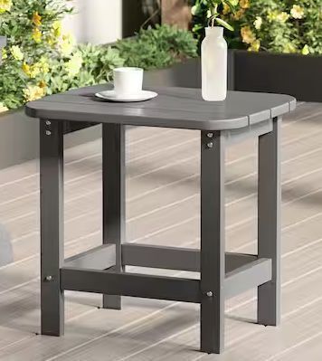 Charcoal Gray Plastic Outdoor Side Table - Lot 552JF