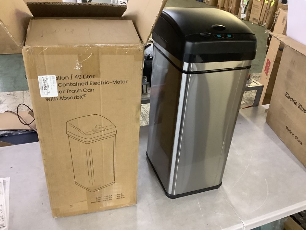 iTouchless 13 Gal. Stainless Steel Trash Can with Sensor Lid, Odor Filter and Pet-Proof Lid Lock - Missing Power Supply - Image 1 - Lot 641JF