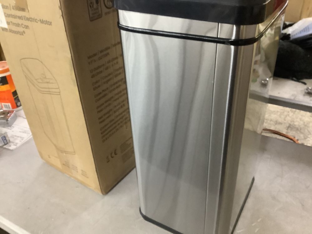 iTouchless 13 Gal. Stainless Steel Trash Can with Sensor Lid, Odor Filter and Pet-Proof Lid Lock - Missing Power Supply - Image 3 - Lot 641JF