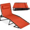 Portable Patio Chaise Lounge Chair Outdoor Recliner w/ Pillow - Thumbnail 1