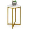 Round Coffee Side Table w/ Faux Marble Top, Metal Frame - 16in - Thumbnail 1