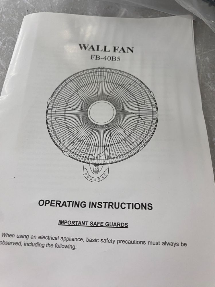 AZOUTDOOR 16in Wall Mount Fan - Image 5 - Lot 394