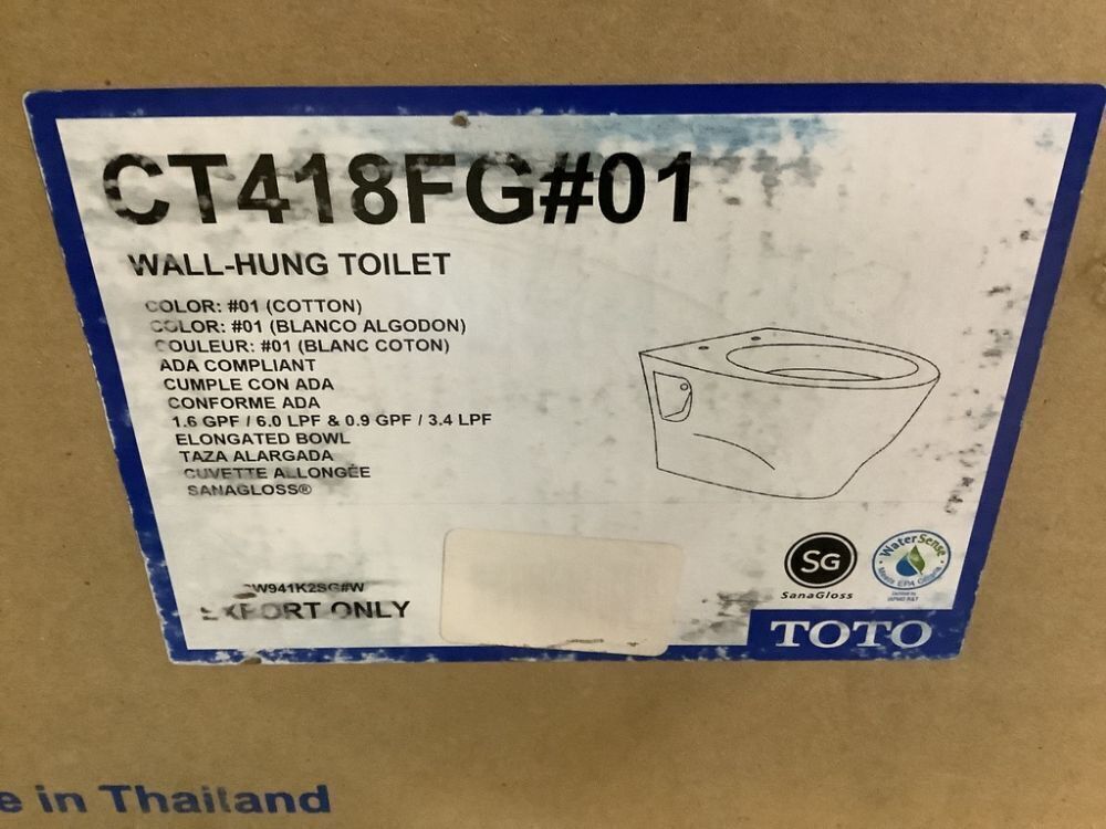 TOTO Aquia Wall-Hung Elongated Toilet Bowl - Image 8 - Lot 490SK
