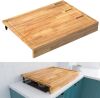 Solid Wood Cutting Board and Stovetop Cover with Detachable Legs and Juice Groove, 32x23.5inches - Thumbnail 1