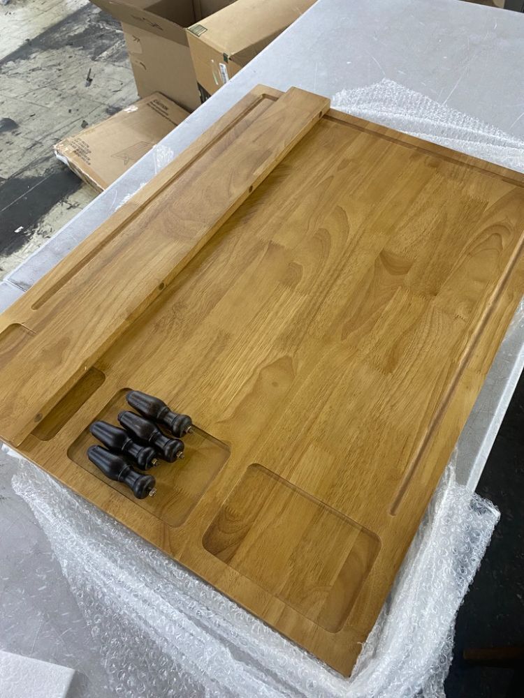 Solid Wood Cutting Board and Stovetop Cover with Detachable Legs and Juice Groove, 32x23.5inches - Image 4 - Lot 501