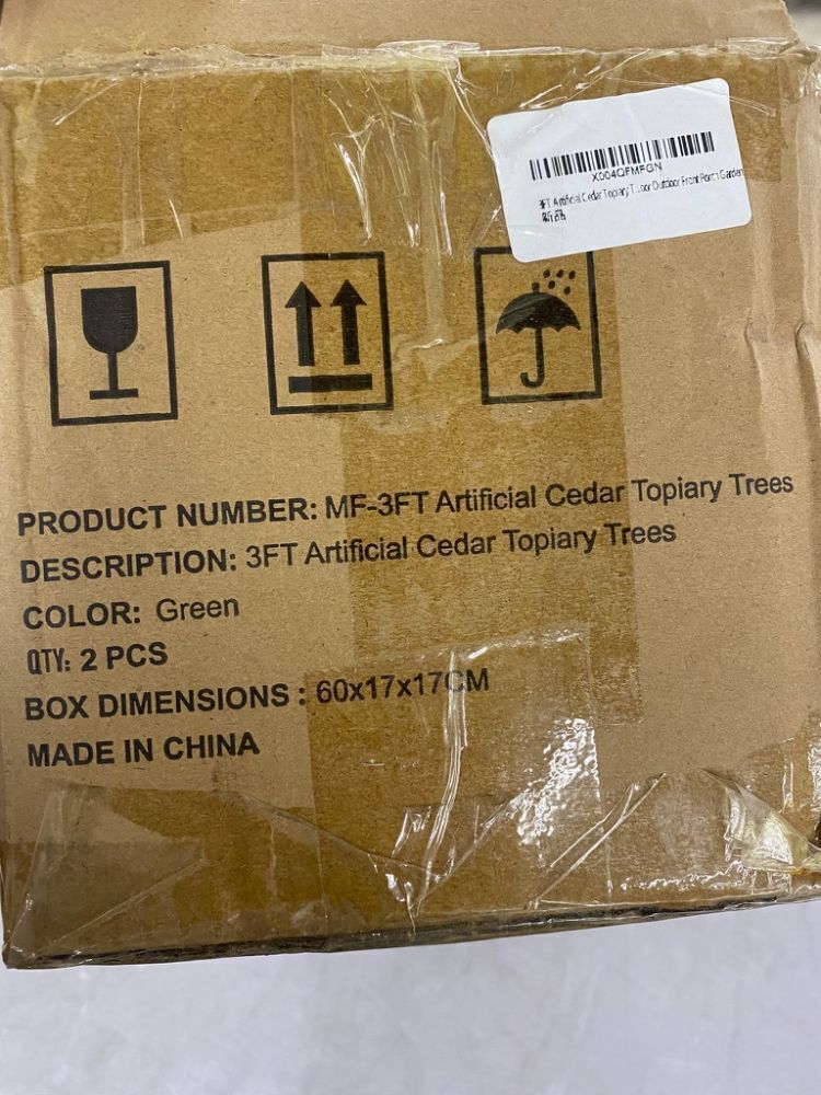 3FT Artificial Cedar Topiary Trees with Ground Spike, Set of 2 - Image 5 - Lot 492