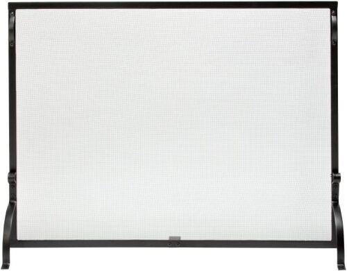 UniFlame Medium Wrought Iron Spark Guard Fireplace Screen 44" Wide x 33" Tall - Small Dent/Crack - Lot 507