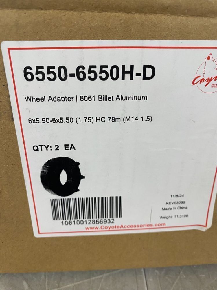 Coyote Accessories 6550-6550H-D Black Anodized 6061-Billet Aluminum Wheel Adapter, Set of 4 - Image 5 - Lot 508