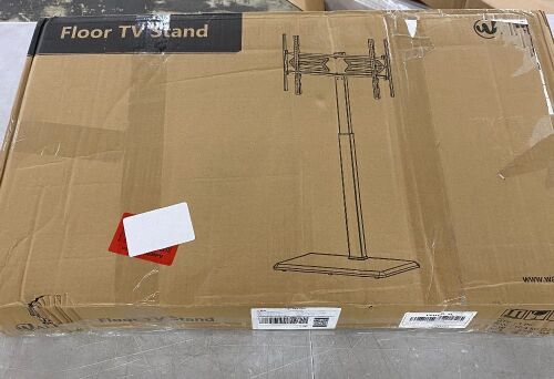 WALI Floor TV Stand with LED Lights for 32-75 inch TV up to 110 lbs - Unknown if Hardware is Complete - Lot 504