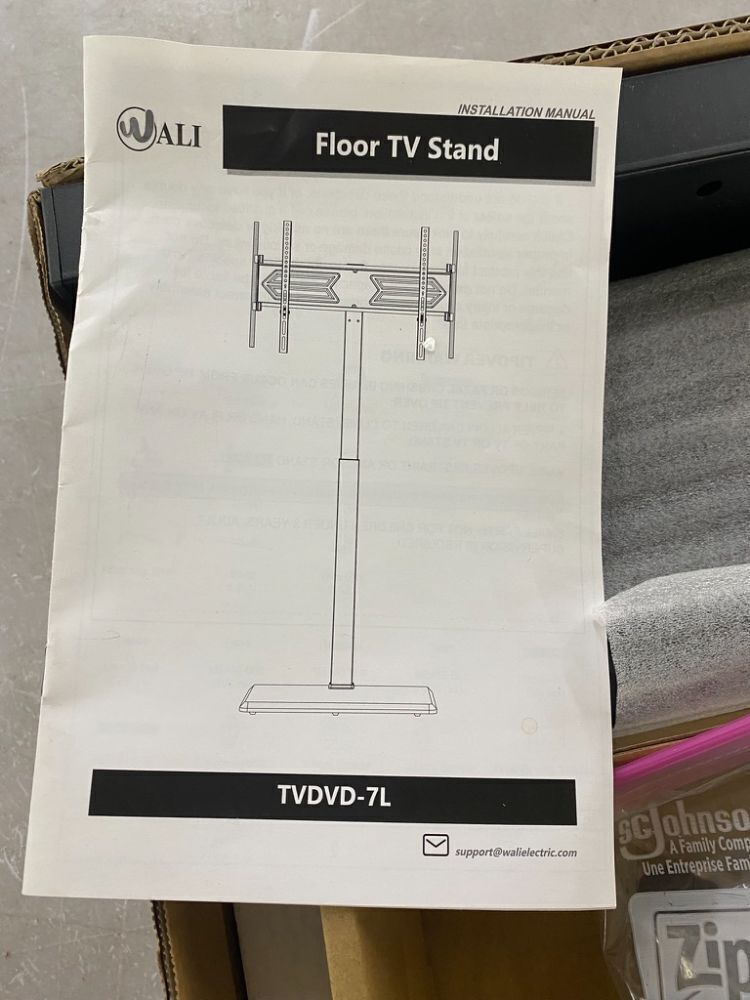 WALI Floor TV Stand with LED Lights for 32-75 inch TV up to 110 lbs - Unknown if Hardware is Complete - Image 3 - Lot 504