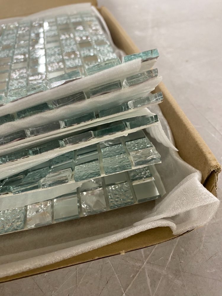 Mijaro 6 Sheets Peel and Stick Silver Square Flat Mirror Mosaic Tiles - Image 3 - Lot 509