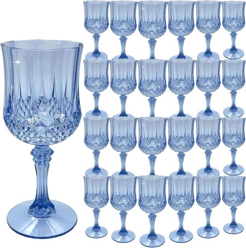 LEYIQU Plastic Wine Glasses, 24, Blue - Lot 500