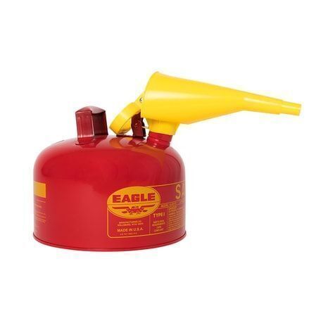 Eagle 2.5 Gallon Steel Safety Can for Flammables, Type I, Flame Arrester, Funnel, Red - Image 1 - Lot 488