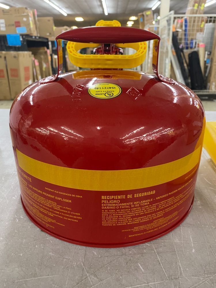 Eagle 2.5 Gallon Steel Safety Can for Flammables, Type I, Flame Arrester, Funnel, Red - Image 5 - Lot 488