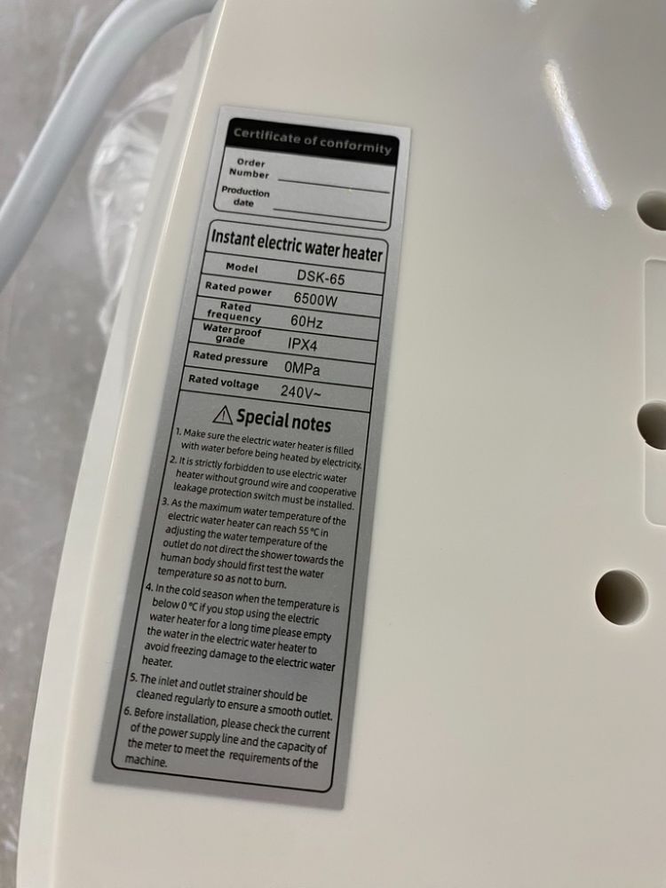 Instant Electric Water Heater - Image 3 - Lot 588
