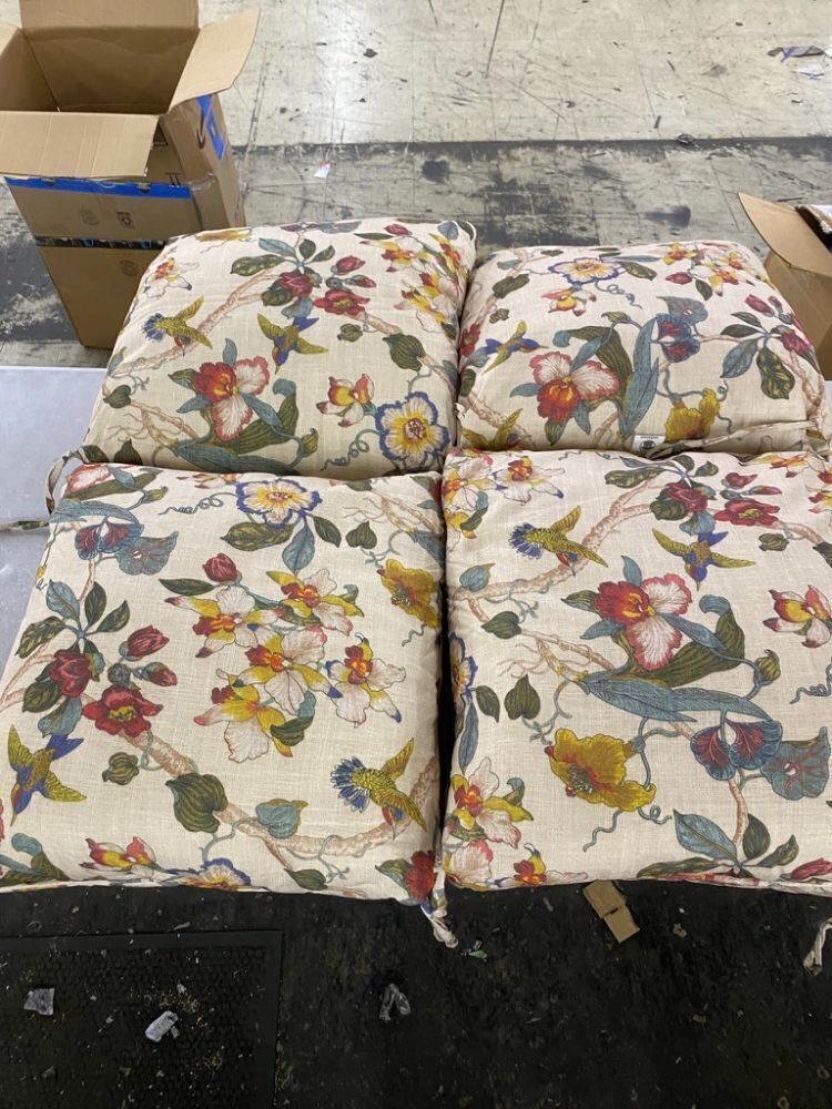 Lot of (4) Outdoor Chair Cushions - 1 Seam Splitting on Corner - Image 1 - Lot 485