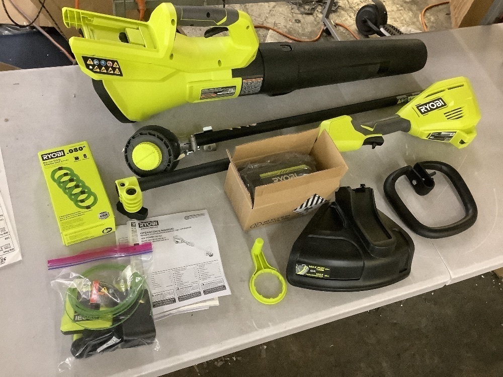 RYOBI 40V Cordless Attachment Capable 15" String Trimmer & 550 CFM 120 MPH Blower Combo Kit with 4.0 Ah Battery & Charger - Image 2 - Lot 37JF