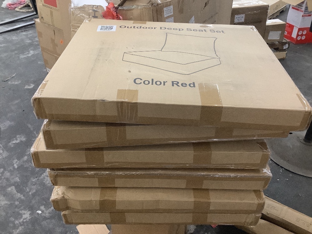 Lot of (6) 24 in. x 24 in. x 6.5 in. Outdoor Deep Seating Lounge Chair Cushion with Backrest Red - Image 2 - Lot 122JF