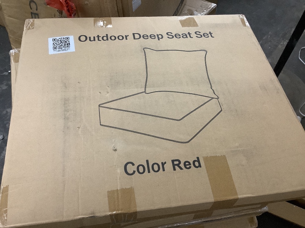 Lot of (6) 24 in. x 24 in. x 6.5 in. Outdoor Deep Seating Lounge Chair Cushion with Backrest Red - Image 4 - Lot 122JF