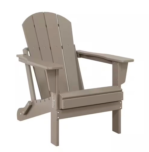 WESTIN OUTDOOR Laguna Fade Resistant Outdoor Patio HDPE Classic Folding Adirondack Lawn Chair in Weathered Wood - Lot 124JF