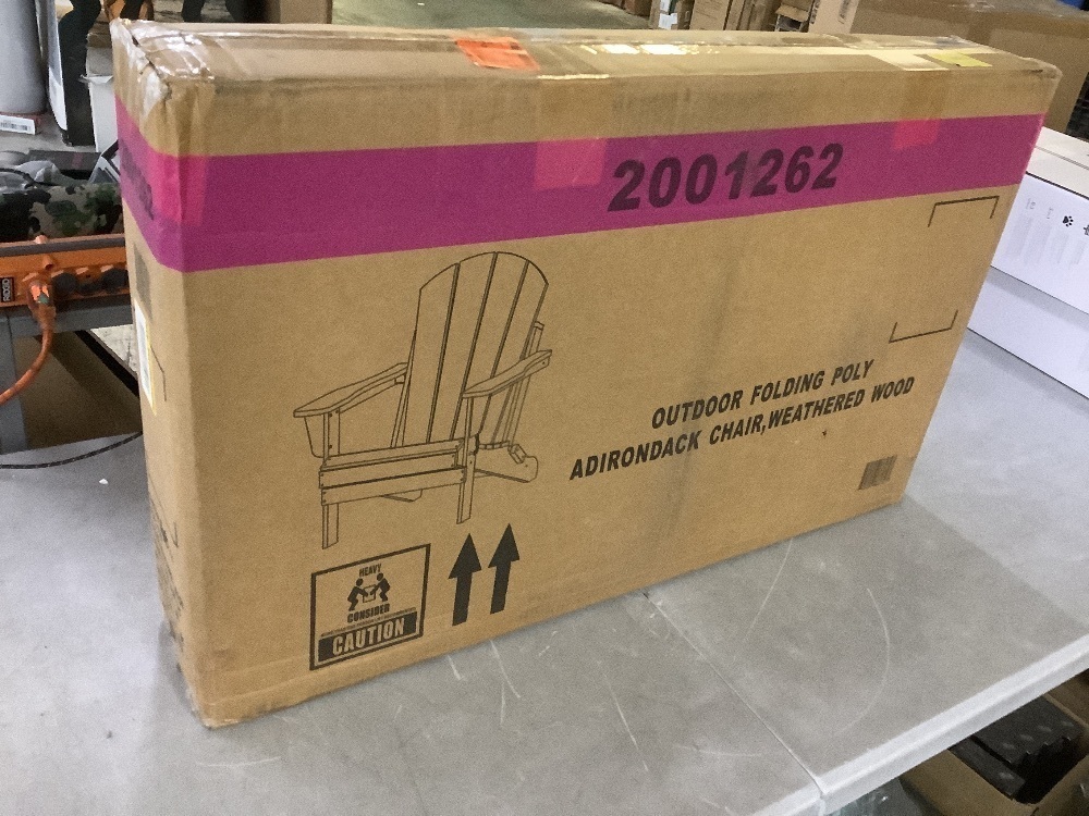 WESTIN OUTDOOR Laguna Fade Resistant Outdoor Patio HDPE Classic Folding Adirondack Lawn Chair in Weathered Wood - Image 2 - Lot 124JF