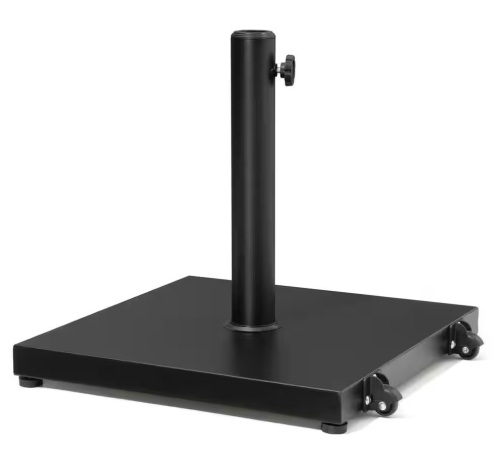 45 lbs. Outdoor Weighted Concrete Patio Umbrella Base with Wheels in Black - Lot 738JF