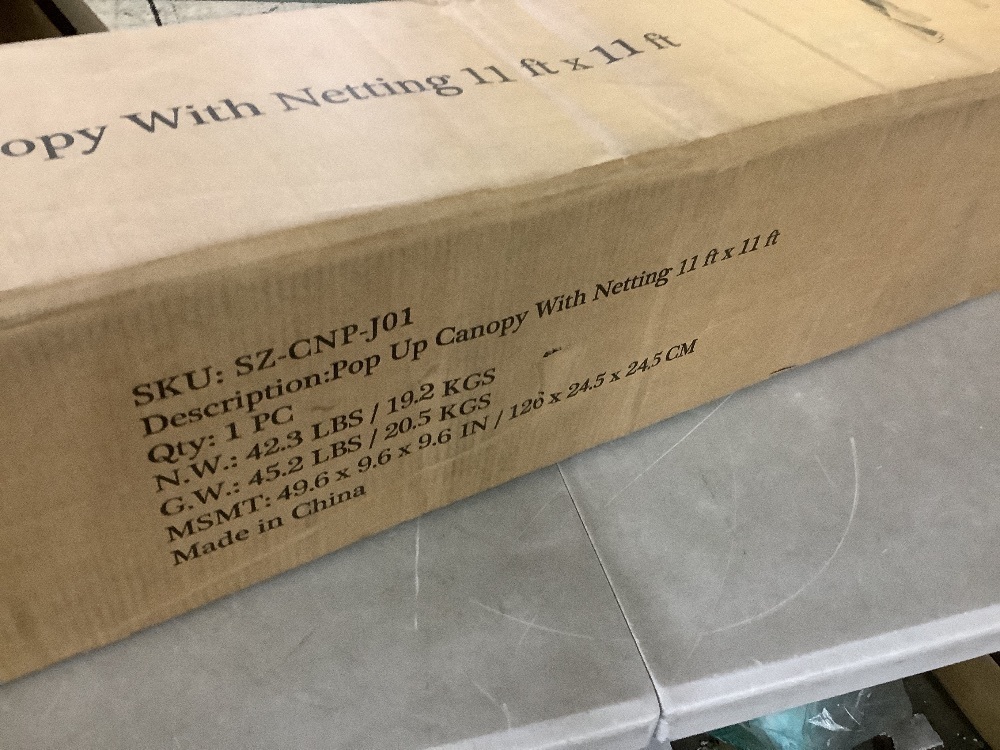 LATTOY 11 ft. x 11 ft. Pro Series Outdoor Instant Canopy Shelter Tent with Mosquito Netting Metal Frame Storage Bag, Beige - Image 2 - Lot 102JF