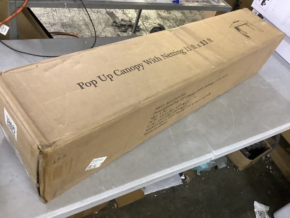 LATTOY 11 ft. x 11 ft. Pro Series Outdoor Instant Canopy Shelter Tent with Mosquito Netting Metal Frame Storage Bag, Beige - Image 3 - Lot 102JF