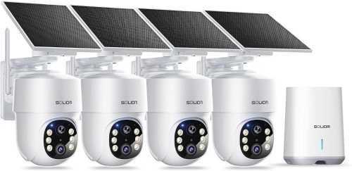 SOLIOM 5MP Security Cameras Wireless Outdoor, Solar Powered, 360° Auto Tracking, Pan & Tilt, 3K Color Night Vision, 5G & 2.4G Router Compatible - Lot 86